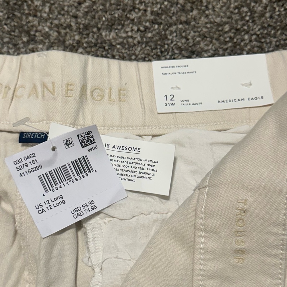 AE Ivory Dreamy Drape Stretch High-Waisted Trouser (Size: 12 Long - 31W) - Picture 2 of 8